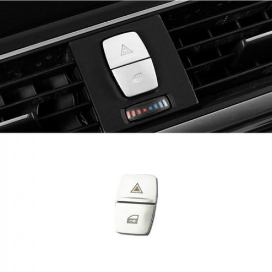 2pcs Silver ABS Car Warning Light Button Sticker For BMW 1 2 3 Series 2014-2018
