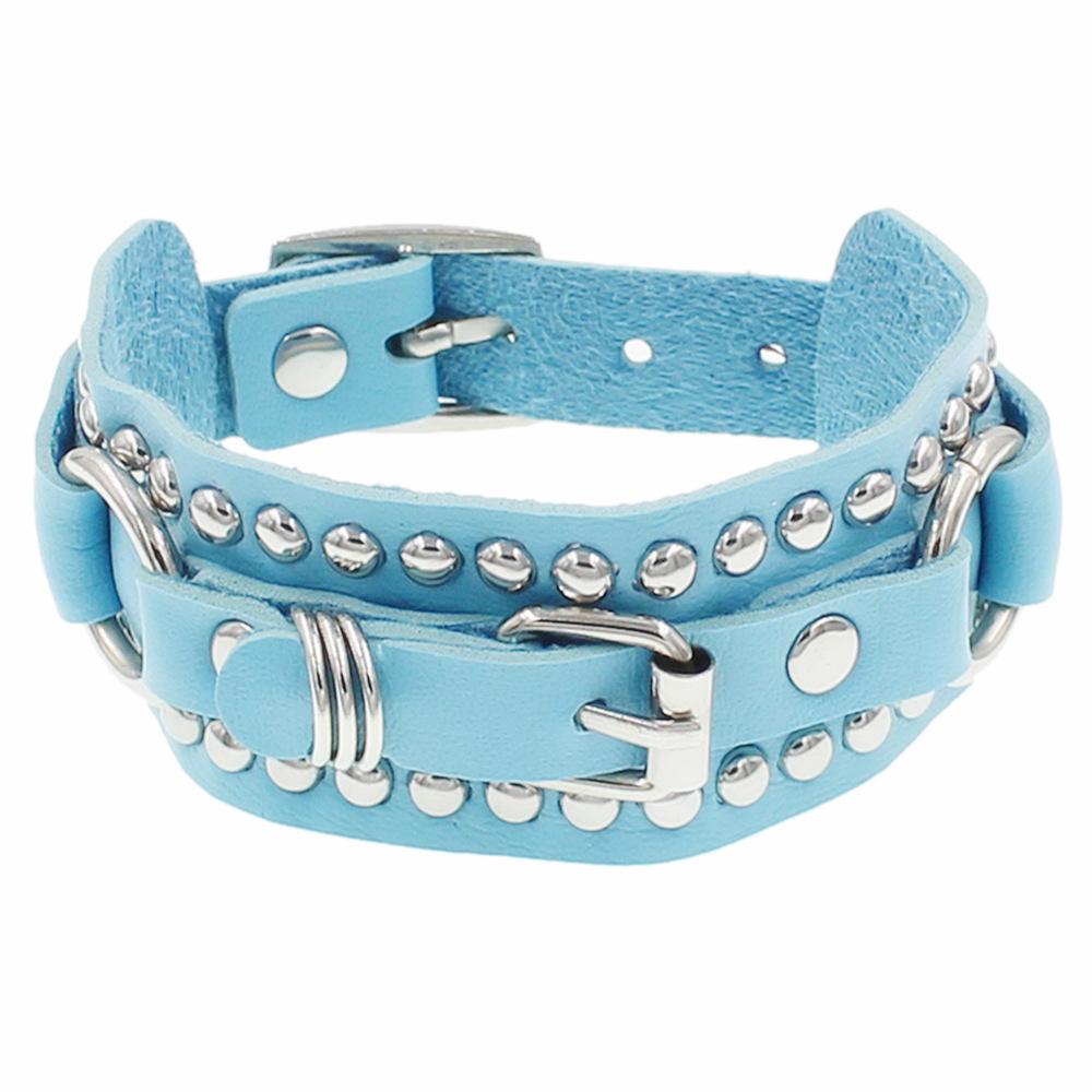 DIEZI 8 Colors Hip Hop Men Spiked Wrap Bracelet Bangle For Women Vintage Punk Cosplay Black PU Leather Wrap Bracelet New Jewelry