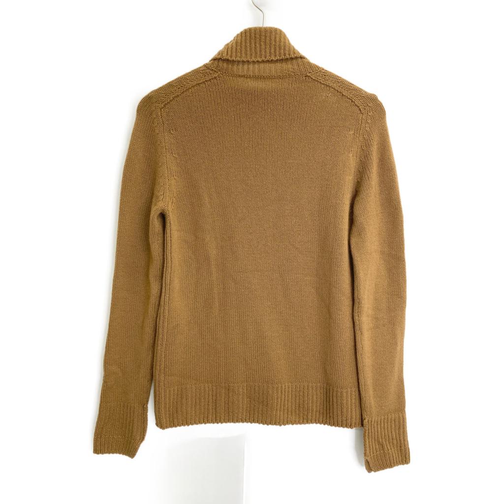 Celine Brown Triomphe Embroidery High Neck Cashmere Pullover Knit Tops XS BrownUsed
