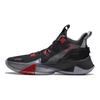 Li-Ning Wygodne Wszechstronne Skórzane Syntetyczne TPU Amortyzujące Wstrząsy Odporne na Zużycie Buty do Koszykówki Mid Top Męskie Trampki Czarne Czerwone ABPU055-2