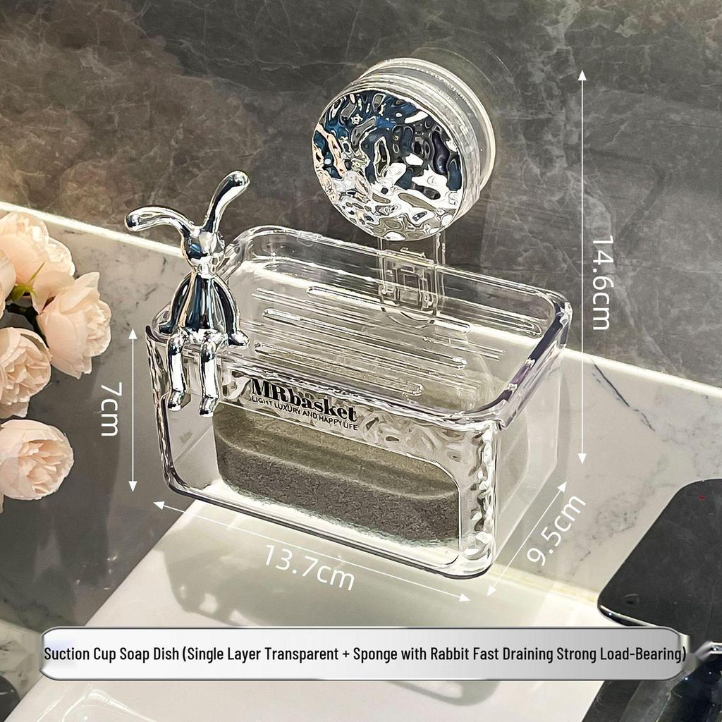 High-End Wall-Mounted Soap Dish with Strong Suction and Drainage