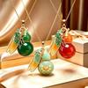 Chinese Style Enamel Cicada Gourd Pendant Gold Trim Necklace Charm Jewellery Fashion Accessories Hand-Carved  Gifts For Women