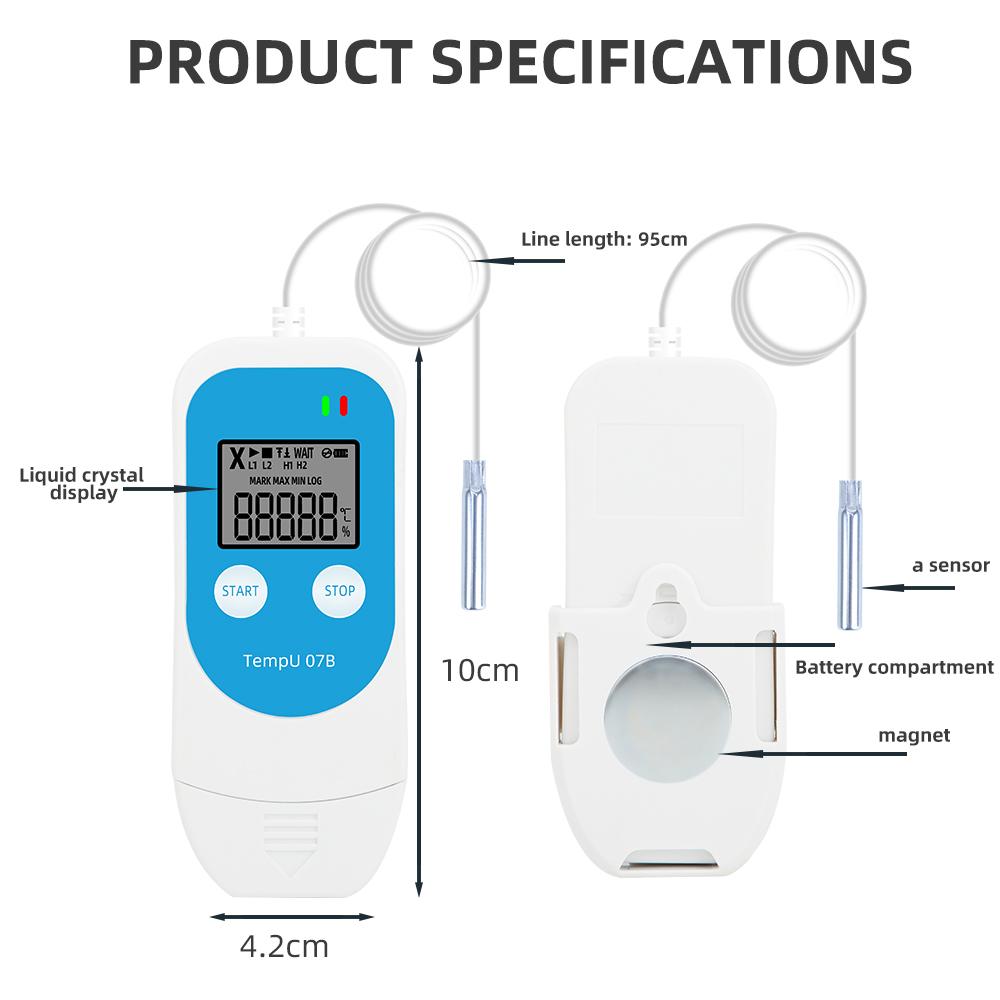 USB Data Logger Thermometer Hygrometer TempU 07B Temperature/Humidity High Precision Digital Recorder for Refrigerater Storage