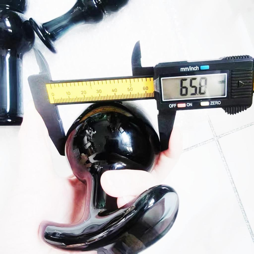 VaHppy Black Glass Anal Plugs 3pcs 3.4/4.9/6.5cm SM BDSM Adult Products Gay Anal Masturbation Expansion Sex Toys Pulling Beads