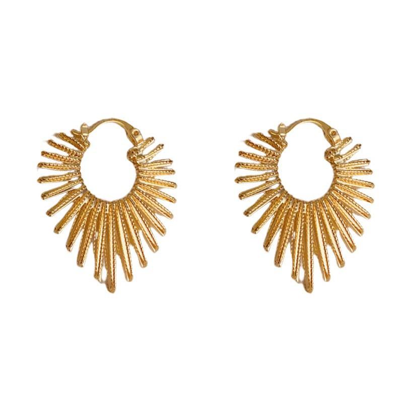Gold Exaggerated Line Heart Women Light Luxury Hoop Earrings Jewelry