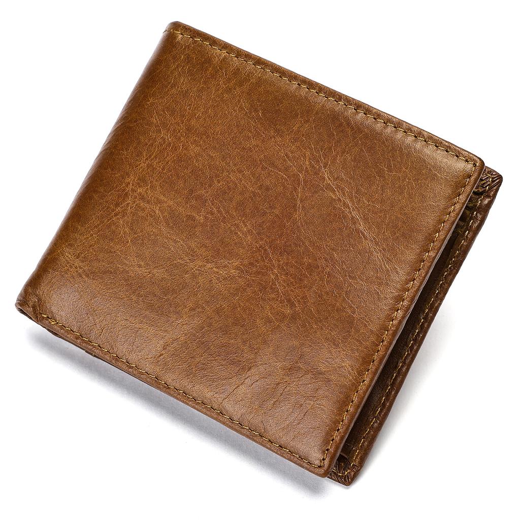 Genuine Leather Wallet Men's Premium Feeling Pure Cowhide Short Money Clip Multi-Card Leather Banknote Holder