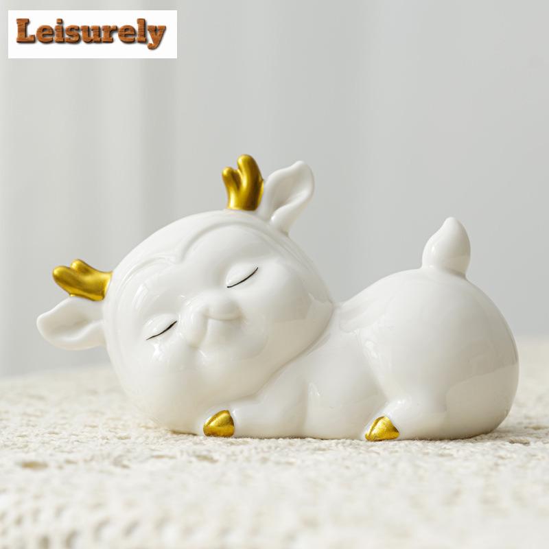 Gold Drawing Cute Deer Treasure Tea Pet Boutique Tea Sculpture Tea Figurine Play Toys Tea Statue Ornaments Can Be Raised Cha