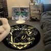 Chic Round Tattoo Multicolor Rug Mat, Non-Slip Floor Mat for Entryway