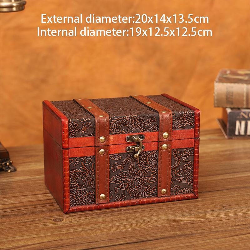 European Style Retro Wooden Lockable Storage Box Wooden Treasure Box Organizer Secret Room Escape Props Decorations Box