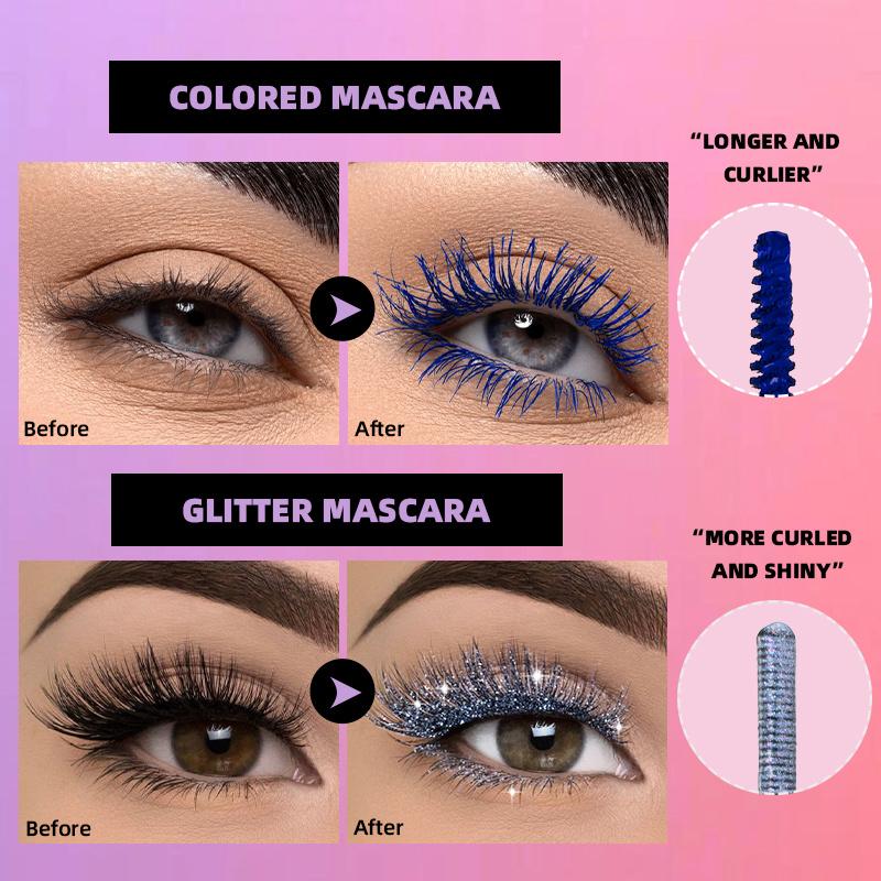 Shimmering Mascara Sparkle Crushed Color Pearlescent Matte Waterproof Volumizing Curling Mascara