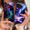 Brilliant Starry Sky For IPhone 15 Pro 14 13 12 Mini 11 XS Max XR 7 8 Plu SE 2020 2022 Tempered Glass Phone Case