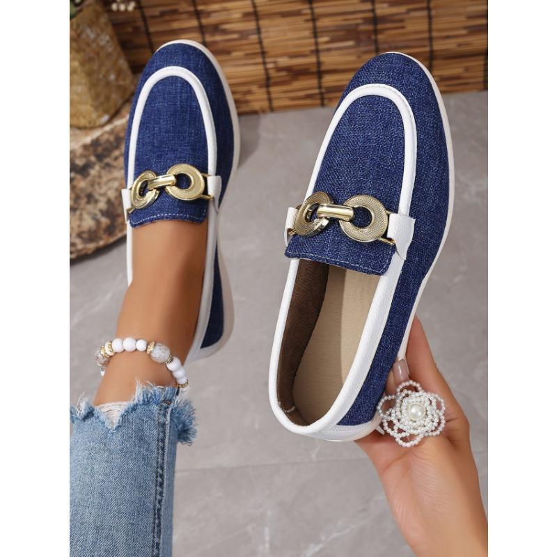 Women's Large Size Single Shoes New Shallow Chain One Foot Pedal Casual Flat Casual Shoes