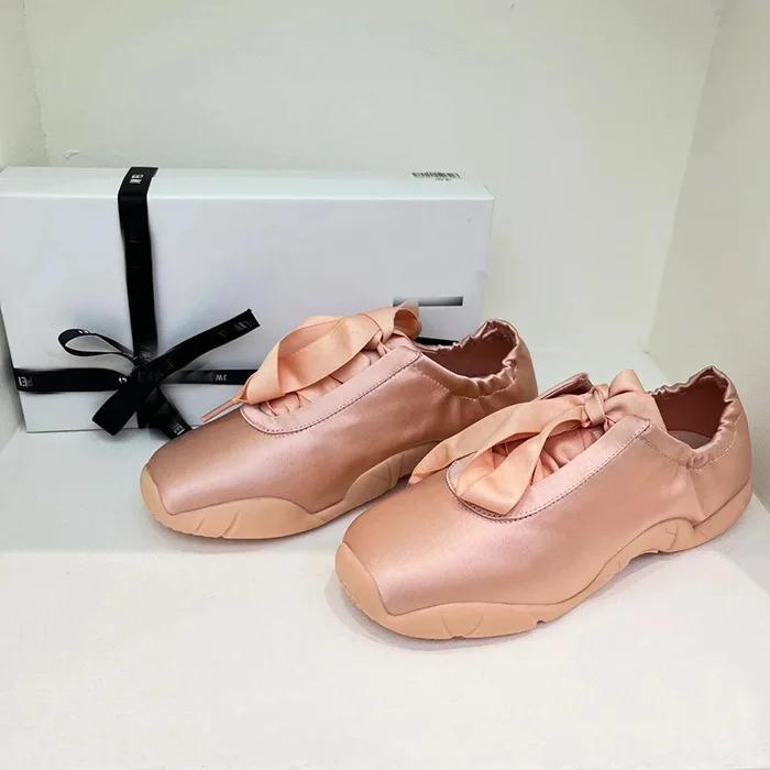 Luxury Shoes Women Fashion Trend New Versatile Silver Strap Ballet Shoes Woman Casual Sports Shoes Flat Bottomed Sneakers Women