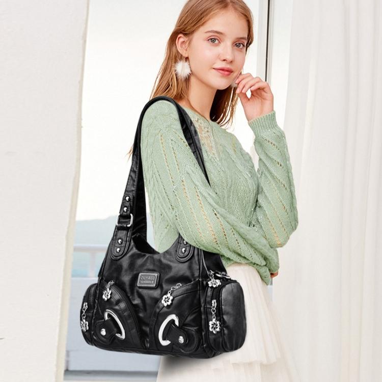 Vintage Nieten-Dekor Damen Leder Handtasche Retro Motorrad Stil Umhängetasche Modische Umhängetasche für Arbeit Wochenendausflüge und Damen Urlaubsgeschenke