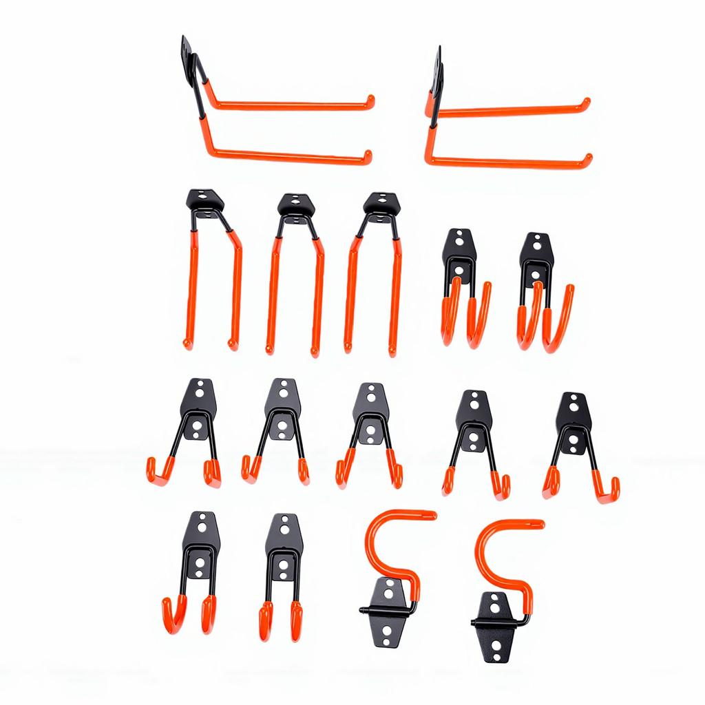 16 Pcs Garage Hook Wall Mount Strong Load Bearing Heavy Duty Steel Garden Tool Hanger for Cables Water Hoses Power