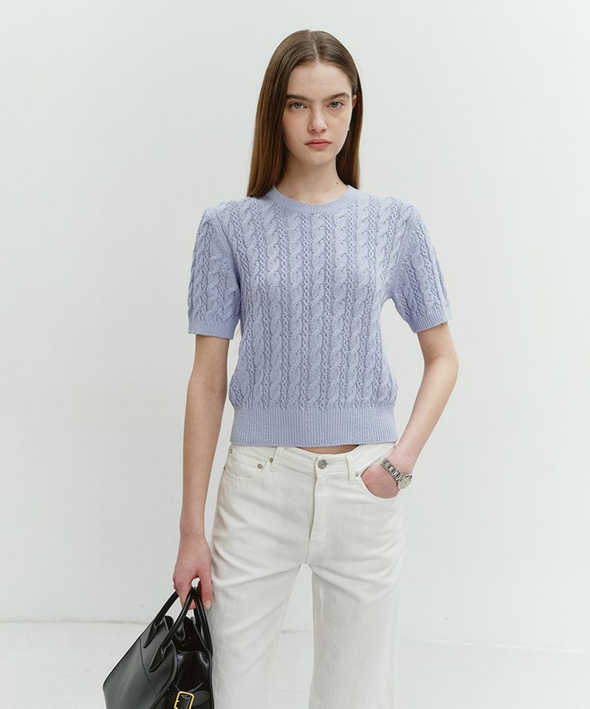 Deonseuteu Summer Cotton Cable Knit Swedish Blue_Udsw4B225G1