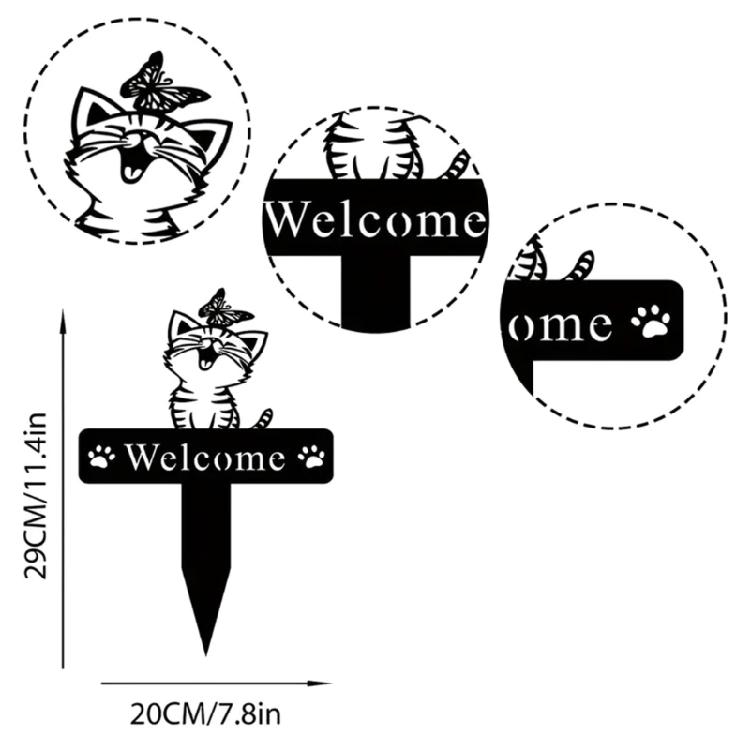 Iron Cats Yard Sign for Adding Charm to Your Garden Pathways Cats Themed Garden Ornament Garden Decors Accessories