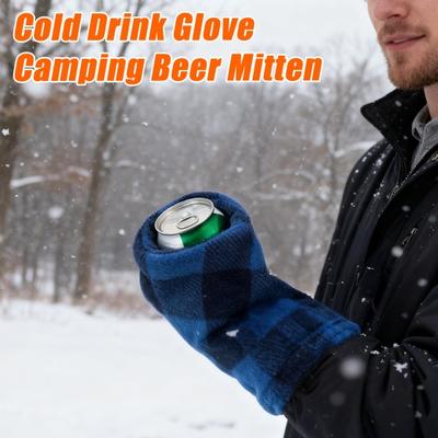 1 Pc Beer Mitten Knitted Stitched Drink Mitt Beer Can Holder Mitten Keeps Hands Warm White