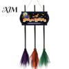 Compact Storage Holiday Wall Signs Halloween Broom Parking Sign with 3 Witch Brooms, Hocus Pocus Themed Wooden Sign, Lightweight Seasonal