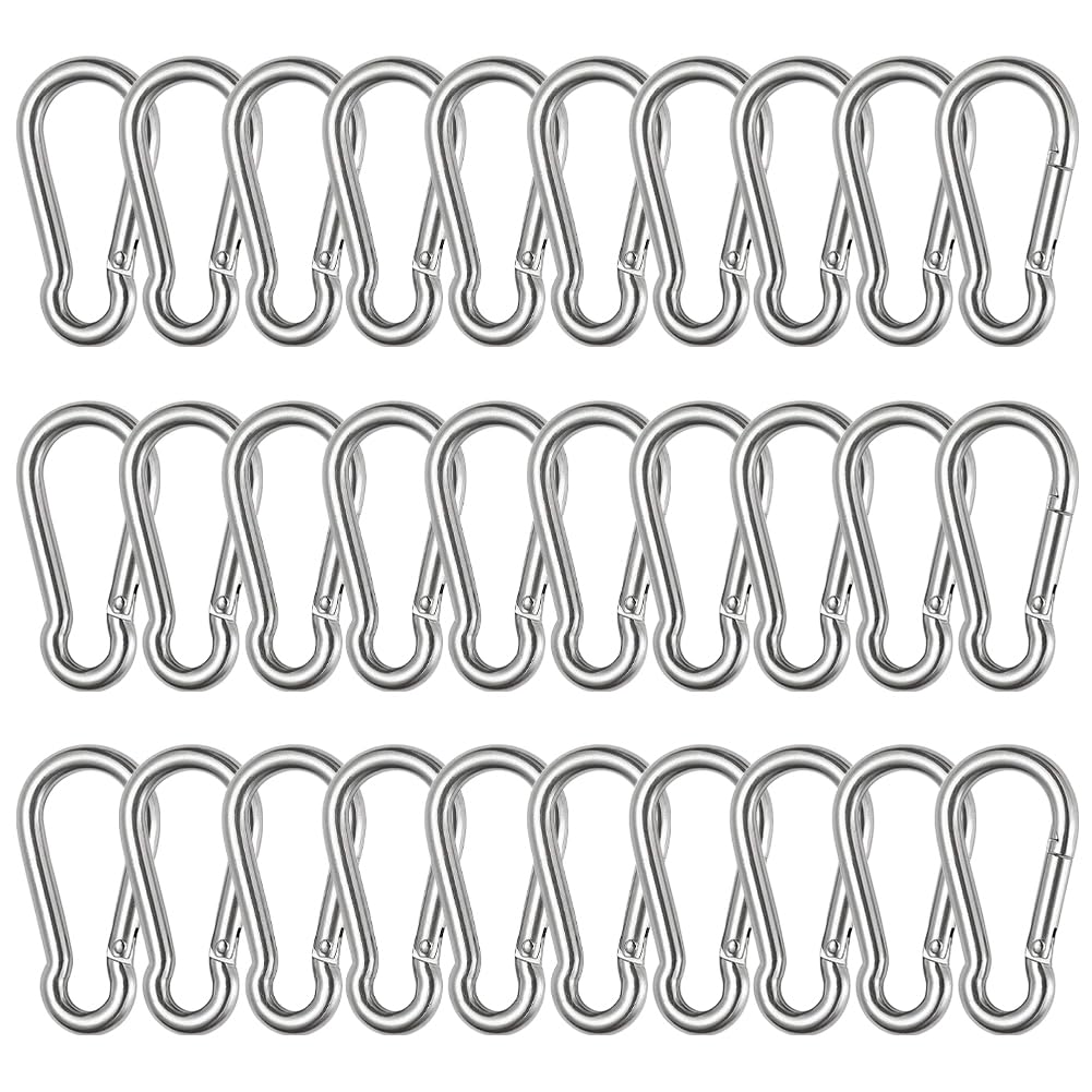 FUPUTWO Stainless Steel Carabiner Keychain with Spring Drop Prevention Hook, Small, Outdoor, (4cm)