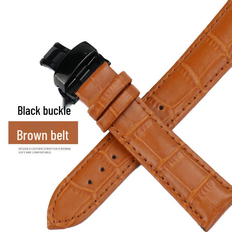 Genuine Leather Rose Gold & Silver Bamboo Pattern Quick Release Watch Strap with Butterfly Buckle (20mm/22mm)