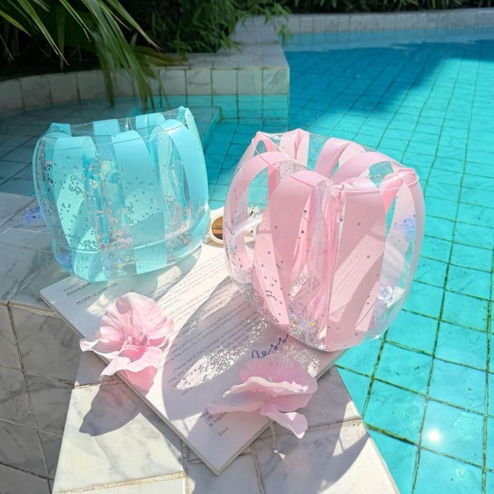 1Pair Double Air Inflatable Inflatable Arm Bands PVC Swimming Arm Rings Swimming Pool