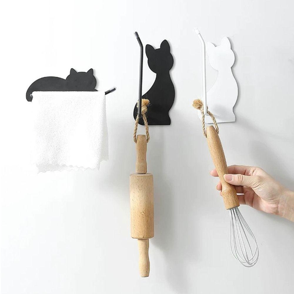 Wall-Mounted Headphone Hanger Self-Adhesive Cable Hanger Stylish Cute Cat Tissue Rack Bathroom