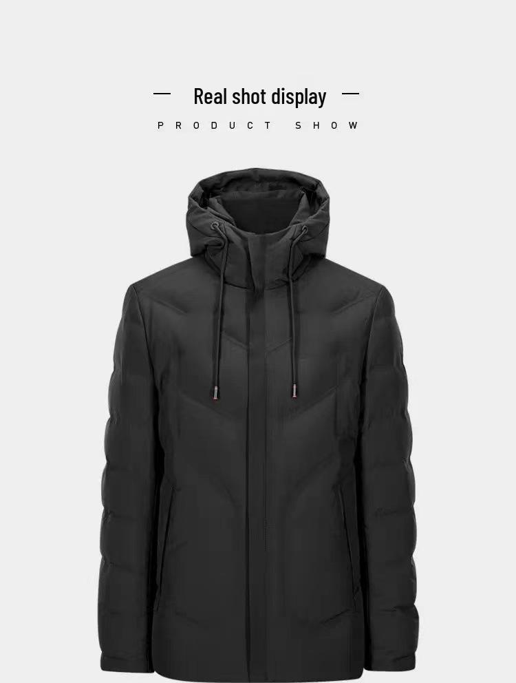 Men's Mid-Length Hooded Warm Winter Down Jacket