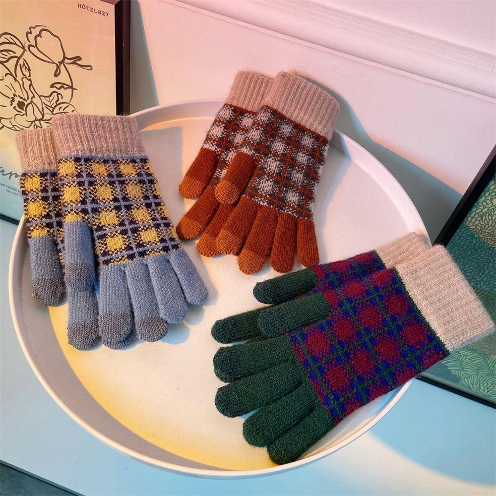Knitting Warm Gloves Elastic All Finger Gloves Fashion Knitted Mittens  for Outdoor Cycling Driving