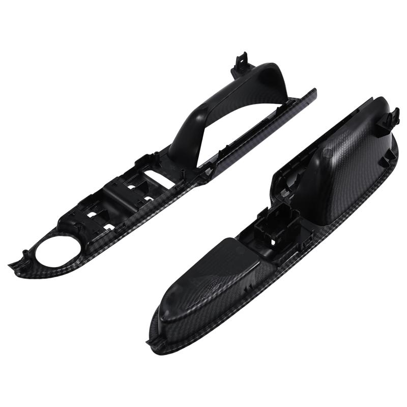 1Pair Front Door Window Switch Panel For Ford Escape C-MAX 2013-2018 ABS Carbon Fibre Window Glass Lift Trim Cover Bezel