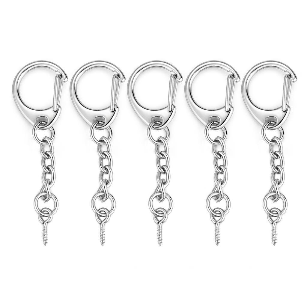 5/10pcs Lobster Clasp Key Ring Keychain C Shape Clasps Connector Hook For DIY Zircon Making Finding Key Chain Accessories