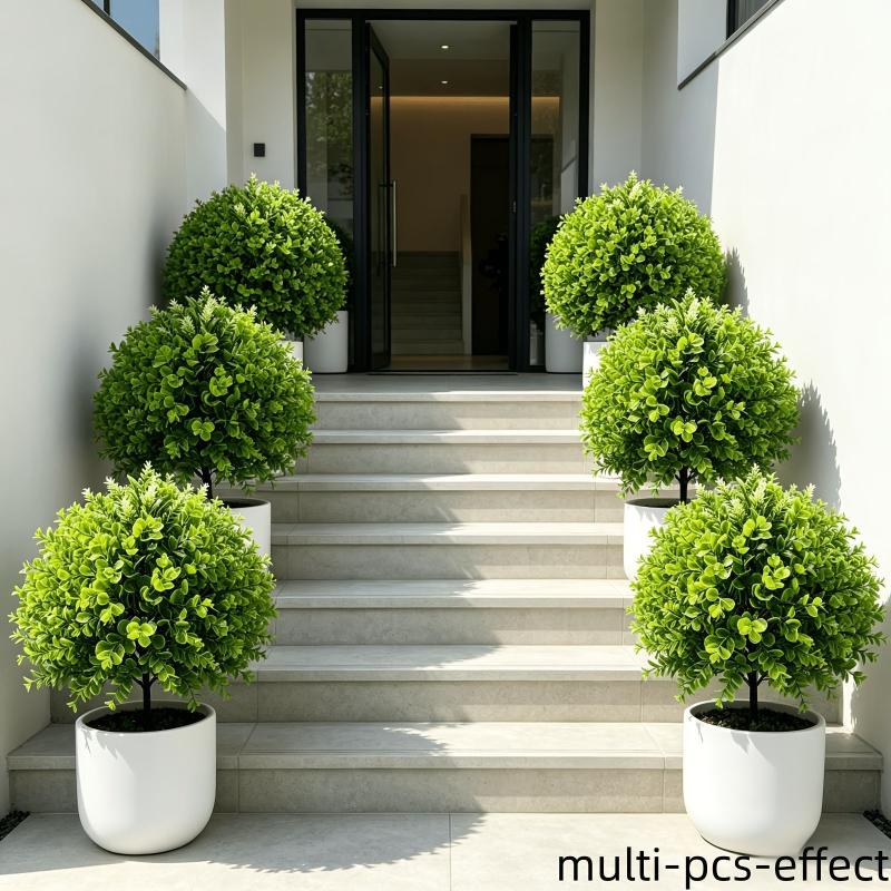 Artificial Green Plants Ground Stake Fake Greenery Plastic Shrubs Plants For Outdoor Garden Patio Yard Landscaping Decoration