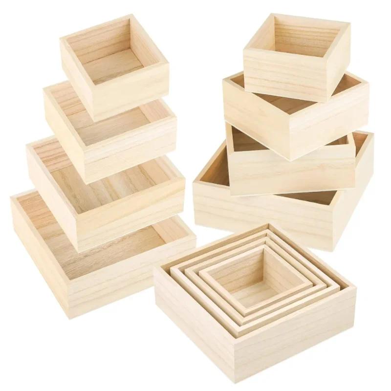 Large Square Wooden Storage Box for Succulent Flower Miscellaneous Handicraft Home Furnishings - Eco-Friendly Organizer Containe