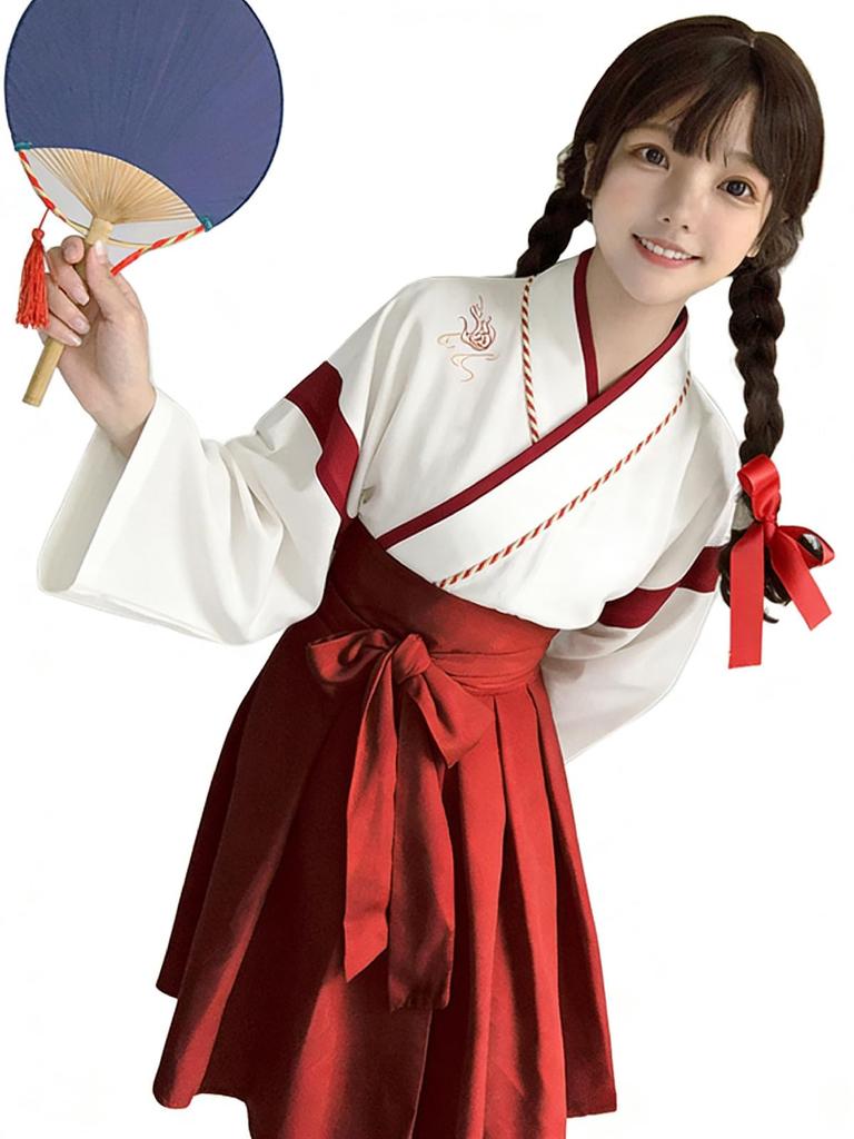 Qichenk Cosplay Costume for and Adult Short Yukata Kimono with Hanfu Perfect for Summer and Gothic Lolita M Women's Halloween, Parties, Events, Obi,