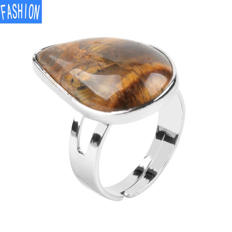 

Креативные кольца из полированного натурального кристалла в форме капли воды Tiger-Eye