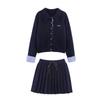 Kaslead New Women Clothes Western Style Fashion Simple Embroidered Knitted Long Sleeve Top Skirt Set