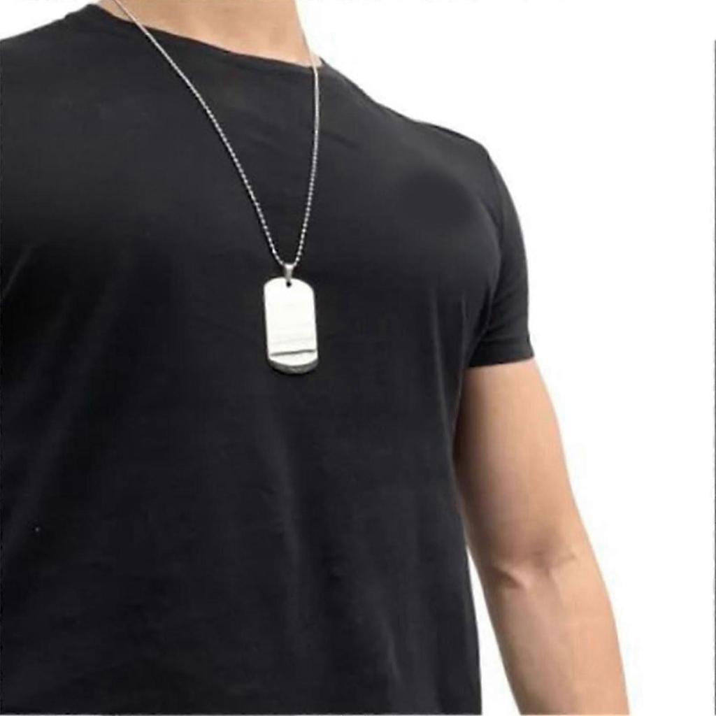 Military Tag Necklace Titanium Steel Round Bead Chain Fashionable Dog Tag Pendant Necklace for Daily Festival