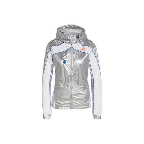 adidas Space Jkt W Running Sports Hooded Jacket for Women, Dark Silver Metallic XL серебряный