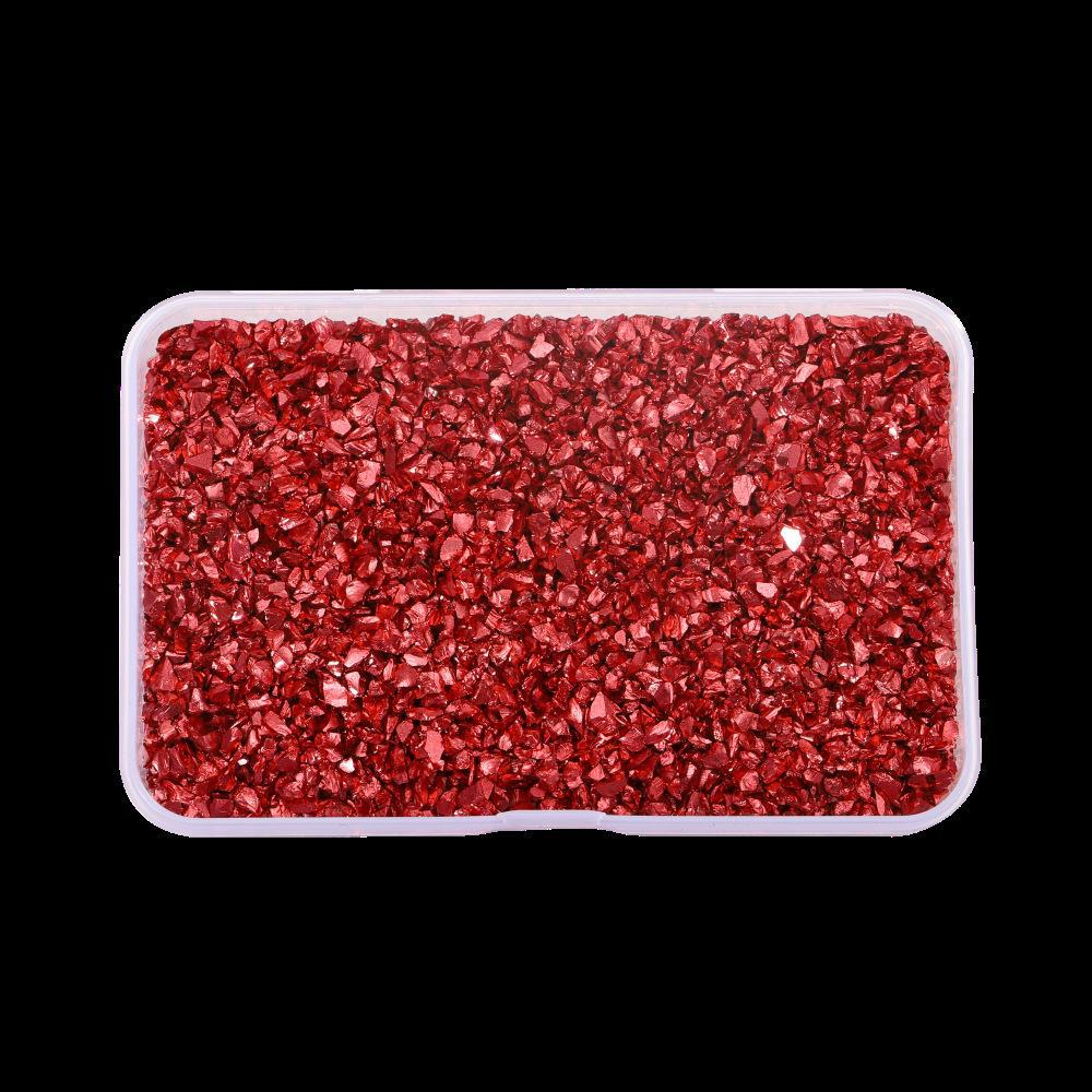 

Набор для дизайна ногтей из разноцветного нерегулярного стеклянного гравия ручной работы 80g/box красный