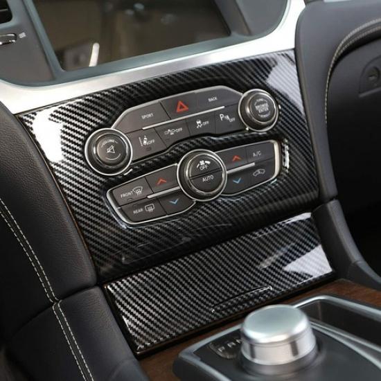 Carbon Fiber Central Control A/C Panel Cover Tirm Bezels For 2015+ Chrysler 300