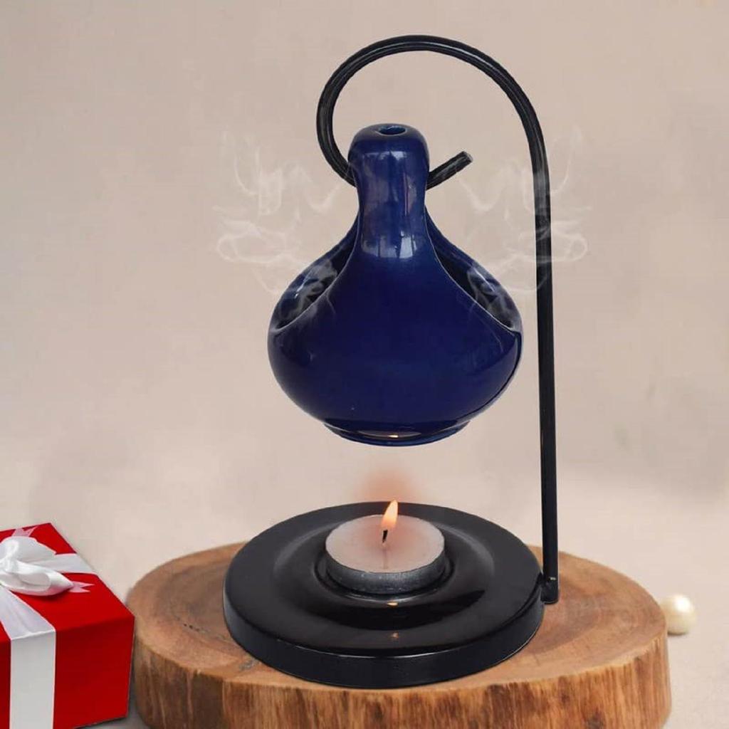 Difusor de Aceite Aromático de Cerámica Colgante Quemador para Decoración y Regalo de Fragancia para el Hogar, 4 x 8 Pulgadas (Colgante - Azul)