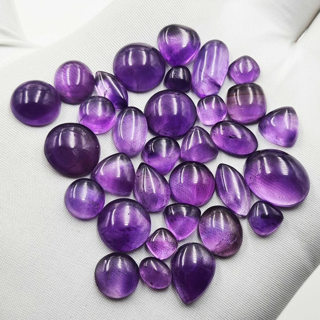 Natural Amethyst Mix Shape Cabochon Loose Gemstone Lot 20-25 Pcs 100 CT For Jewelry Making