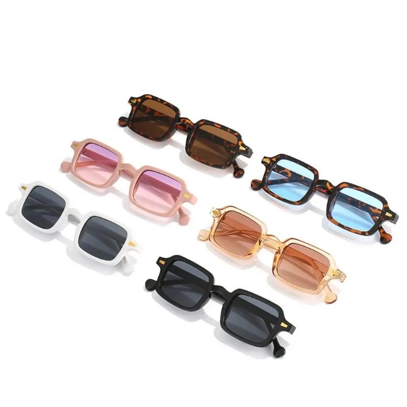 Fashion Square Sunglasses Women Anti-glare Retro Rivets Decoration Gradient Shades UV400 Men Leopard Blue Sports Sunglasses