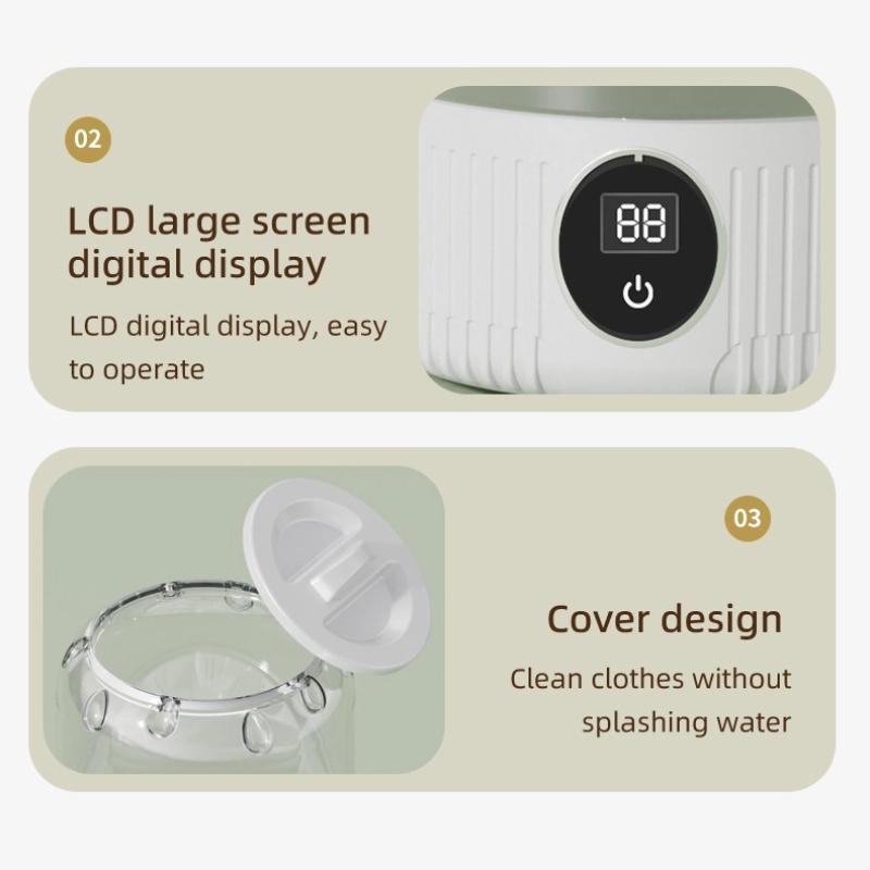Mini Pralka ze Sterylizacją Niebieskim Światłem do Bielizny i Skarpet, Bezprzewodowa W Pełni Automatyczna Ładowana Pralka Kubek