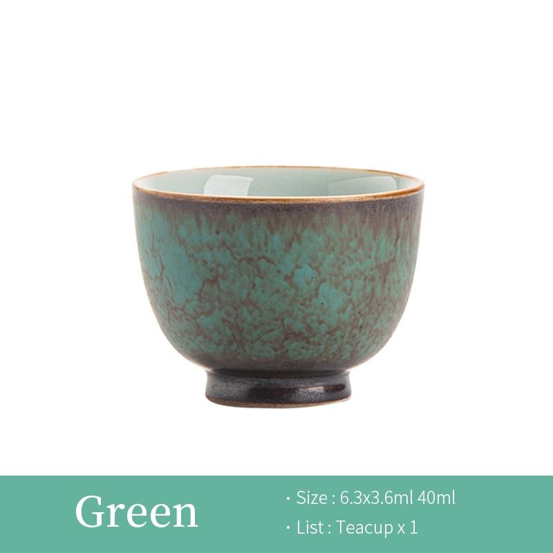 40ml Turquoise Green Japanese Ceramic Tea Cup Vintage Celadon Kiln Change Kung Fu Tea Set