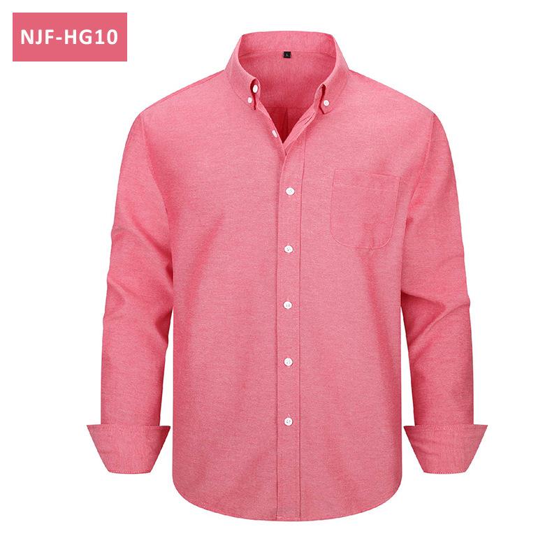Men Long Sleeve Solid Color Casual Oxford Shirt Plus Size