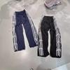 Elastic Waist Lace Flared White Edge Stitching Casual Pants Slim Sports Pants Bow Tie Pants