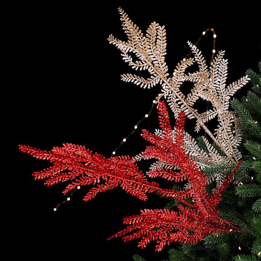 Duże gałązki choinkowe, dekoracje na wieniec bożonarodzeniowy, ozdoby choinkowe, sztuczne brokatowe gałązki.