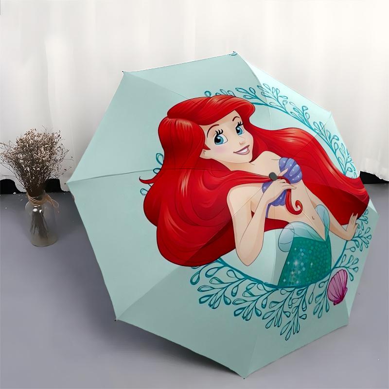 Mermaid,Ariel Automatic Opening and Closing Umbrella - 8-rib Reinforced Folding Design, Lightweight and Portable, Suitable for Daily Busines