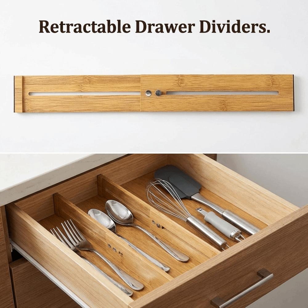 Bamboo Expandable Drawer Separators Creative Adjustable Partition Board  Office Storage